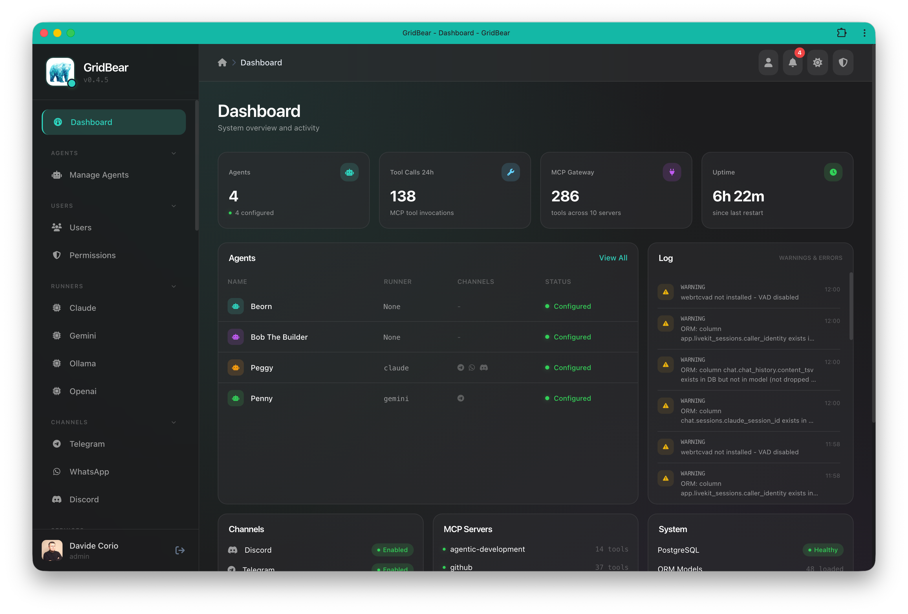 GridBear Dashboard